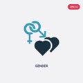 Two color gender vector icon from signs concept. isolated blue gender vector sign symbol can be use for web, mobile and logo. eps