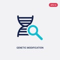 Two color genetic modification vector icon from artificial intellegence concept. isolated blue genetic modification vector sign