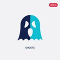 Two color ghosts vector icon from halloween concept. isolated blue ghosts vector sign symbol can be use for web, mobile and logo.