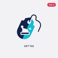 Two color gift tag vector icon from christmas concept. isolated blue gift tag vector sign symbol can be use for web, mobile and Royalty Free Stock Photo