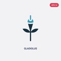 Two color gladiolus vector icon from nature concept. isolated blue gladiolus vector sign symbol can be use for web, mobile and