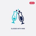 Two color glasses with wine vector icon from drinks concept. isolated blue glasses with wine vector sign symbol can be use for web Royalty Free Stock Photo