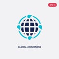 Two color global awareness vector icon from ecology concept. isolated blue global awareness vector sign symbol can be use for web Royalty Free Stock Photo