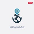 Two color global localization vector icon from networking concept. isolated blue global localization vector sign symbol can be use Royalty Free Stock Photo