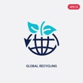 Two color global recycling vector icon from ecology concept. isolated blue global recycling vector sign symbol can be use for web Royalty Free Stock Photo