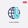 Two color global warming vector icon from ecology concept. isolated blue global warming vector sign symbol can be use for web, Royalty Free Stock Photo