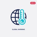 Two color global warming vector icon from ecology concept. isolated blue global warming vector sign symbol can be use for web,