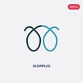 Two color glowplug vector icon from shapes concept. isolated blue glowplug vector sign symbol can be use for web, mobile and logo