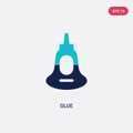 Two color glue vector icon from education 2 concept. isolated blue glue vector sign symbol can be use for web, mobile and logo.