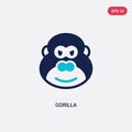 Two color gorilla vector icon from africa concept. isolated blue gorilla vector sign symbol can be use for web, mobile and logo.