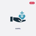 Two color gospel vector icon from religion concept. isolated blue gospel vector sign symbol can be use for web, mobile and logo. Royalty Free Stock Photo