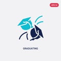 Two color graduating vector icon from education concept. isolated blue graduating vector sign symbol can be use for web, mobile Royalty Free Stock Photo