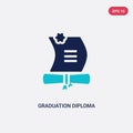 Two color graduation diploma vector icon from education concept. isolated blue graduation diploma vector sign symbol can be use Royalty Free Stock Photo