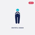 Two color grateful human vector icon from feelings concept. isolated blue grateful human vector sign symbol can be use for web,