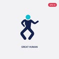 Two color great human vector icon from feelings concept. isolated blue great human vector sign symbol can be use for web, mobile