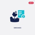 Two color grievance vector icon from human resources concept. isolated blue grievance vector sign symbol can be use for web,