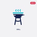 Two color grill vector icon from camping concept. isolated blue grill vector sign symbol can be use for web, mobile and logo. eps Royalty Free Stock Photo