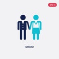 Two color groom vector icon from love & wedding concept. isolated blue groom vector sign symbol can be use for web, mobile and Royalty Free Stock Photo