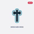 Two color gross dark cross vector icon from signs concept. isolated blue gross dark cross vector sign symbol can be use for web,