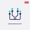 Two color group union military strategy vector icon from army concept. isolated blue group union military strategy vector sign