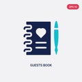 Two color guests book vector icon from birthday party and wedding concept. isolated blue guests book vector sign symbol can be use