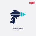 Two color gun blaster vector icon from astronomy concept. isolated blue gun blaster vector sign symbol can be use for web, mobile