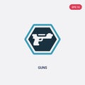 Two color guns vector icon from signs concept. isolated blue guns vector sign symbol can be use for web, mobile and logo. eps 10 Royalty Free Stock Photo