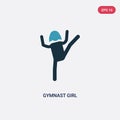 Two color gymnast girl vector icon from people concept. isolated blue gymnast girl vector sign symbol can be use for web, mobile