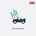 Two color hail on the car vector icon from insurance concept. isolated blue hail on the car vector sign symbol can be use for web