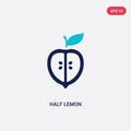 Two color half lemon vector icon from bistro and restaurant concept. isolated blue half lemon vector sign symbol can be use for