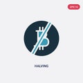Two color halving vector icon from shapes and symbols concept. isolated blue halving vector sign symbol can be use for web, mobile