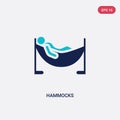 Two color hammocks vector icon from holidays concept. isolated blue hammocks vector sign symbol can be use for web, mobile and