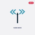Two color hand move vector icon from orientation concept. isolated blue hand move vector sign symbol can be use for web, mobile