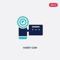 Two color handy cam vector icon from electronic stuff fill concept. isolated blue handy cam vector sign symbol can be use for web
