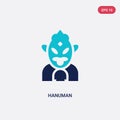 Two color hanuman vector icon from india concept. isolated blue hanuman vector sign symbol can be use for web, mobile and logo.