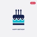 Two color happy birthday vector icon from birthday party and wedding concept. isolated blue happy birthday vector sign symbol can Royalty Free Stock Photo