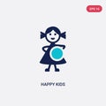 Two color happy kids vector icon from charity concept. isolated blue happy kids vector sign symbol can be use for web, mobile and Royalty Free Stock Photo