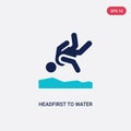 Two color headfirst to water vector icon from behavior concept. isolated blue headfirst to water vector sign symbol can be use for