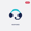 Two color headphones vector icon from customer service concept. isolated blue headphones vector sign symbol can be use for web,