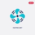 Two color heating unit vector icon from furniture and household concept. isolated blue heating unit vector sign symbol can be use