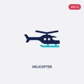 Two color helicopter vector icon from army concept. isolated blue helicopter vector sign symbol can be use for web, mobile and