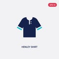 Two color henley shirt vector icon from clothes concept. isolated blue henley shirt vector sign symbol can be use for web, mobile