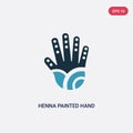 Two color henna painted hand vector icon from religion concept. isolated blue henna painted hand vector sign symbol can be use for Royalty Free Stock Photo