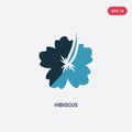 Two color hibiscus vector icon from nature concept. isolated blue hibiscus vector sign symbol can be use for web, mobile and logo Royalty Free Stock Photo