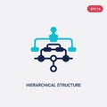Two color hierarchical structure vector icon from digital economy concept. isolated blue hierarchical structure vector sign symbol