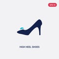 Two color high heel shoes vector icon from fashion concept. isolated blue high heel shoes vector sign symbol can be use for web, Royalty Free Stock Photo