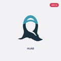 Two color hijab vector icon from religion-2 concept. isolated blue hijab vector sign symbol can be use for web, mobile and logo. Royalty Free Stock Photo