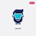 Two color hipster vector icon from blogger and influencer concept. isolated blue hipster vector sign symbol can be use for web,