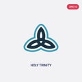 Two color holy trinity vector icon from religion concept. isolated blue holy trinity vector sign symbol can be use for web, mobile