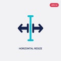 Two color horizontal resize vector icon from arrows concept. isolated blue horizontal resize vector sign symbol can be use for web